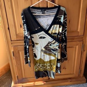 EUC funky graphic wrap dress.